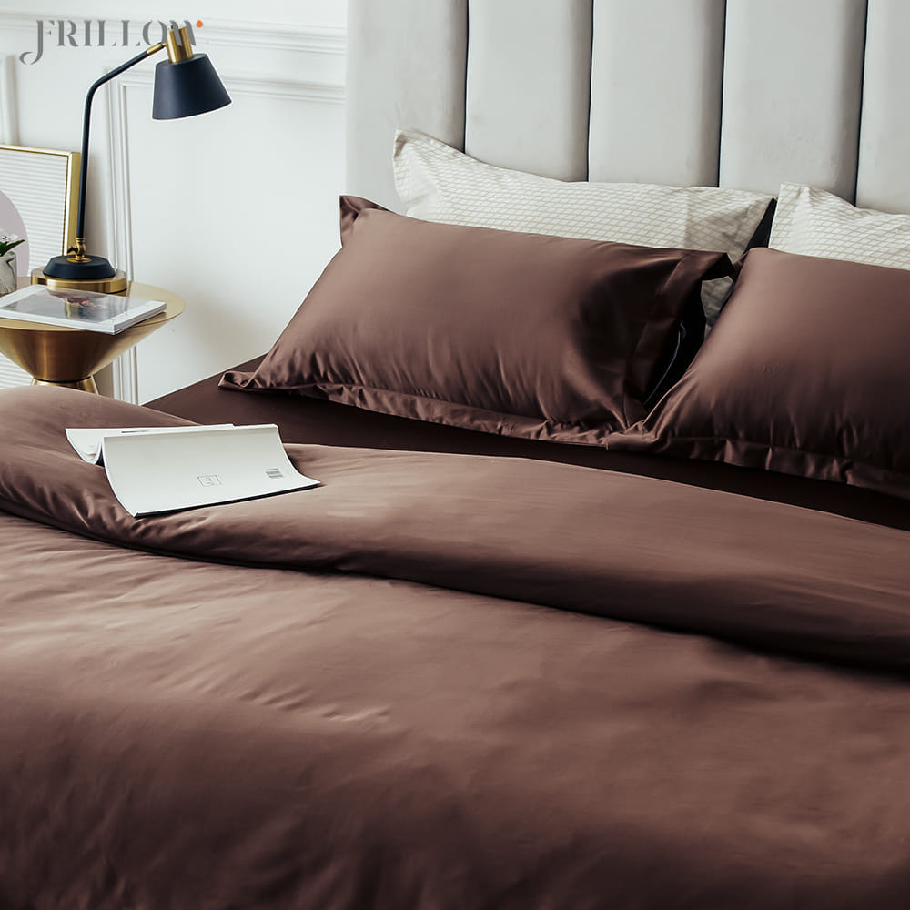ชุดปลอกผ้านวม 100X90 นิ้ว FRILLOW 800TC COTTON SILK &ndash; สี DARK BROWN  คอลเลคชั่น PRESTIGE